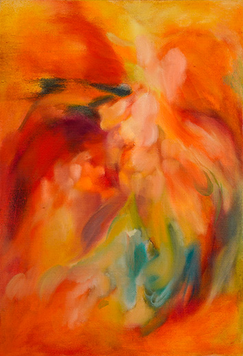 Bloomgiver I 95.5x65cm oil, dry pigment and pastel on antique hemp 2026