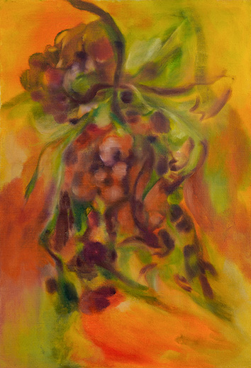 Fruitbearer 95.5x65cm oil, dry pigment and pastel on antique hemp 2026