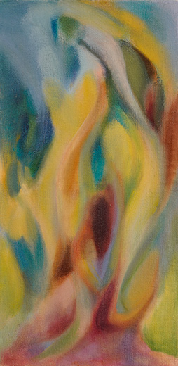 Rising 60x30cm oil, dry pigment and pastel on antique hemp 2026