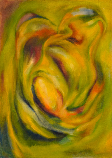 Unfolding 70x50cm oil,dry pigment and pastel on antique hemp 2026