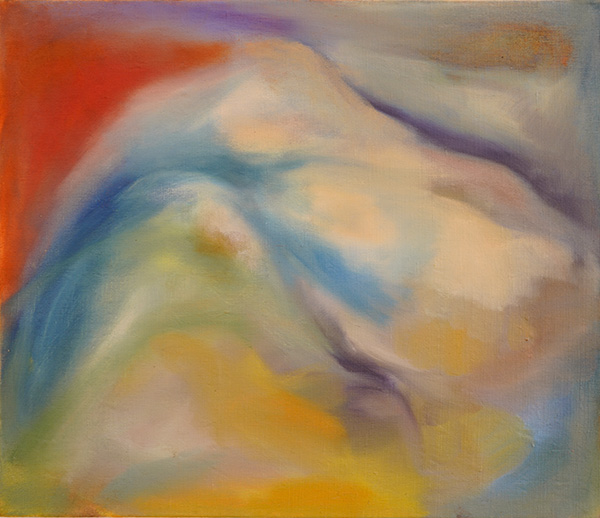 The waiting mountain 61x71cm oil, dry pigment and pastel on antique hemp 2025